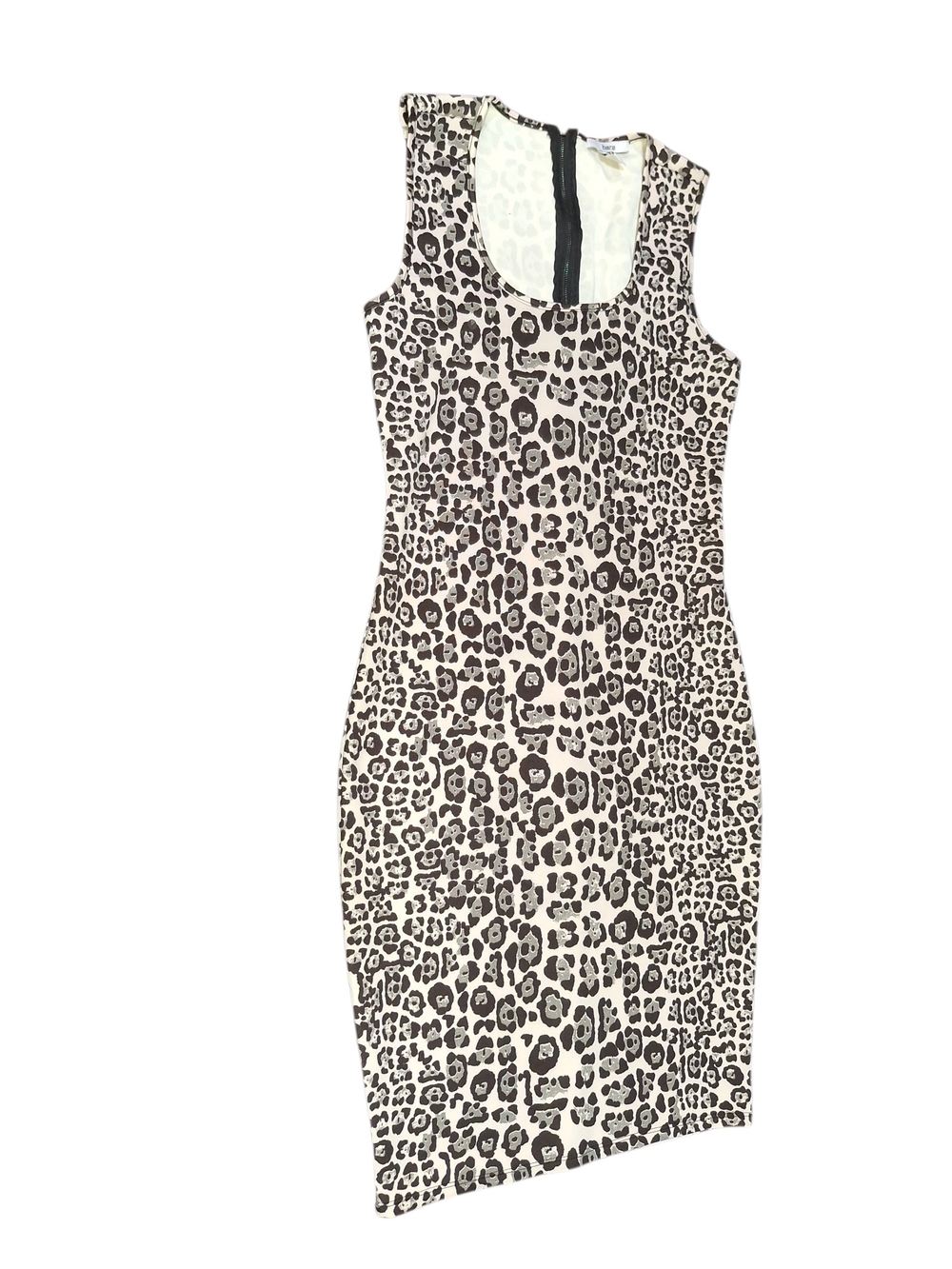 Bar III Beige and Black Leopard Print Midi Dress Dize M